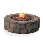 Outdoor Fire Pit Natural Gas 36 In. Patio Deck Stone Heater Cover Backyard NEW